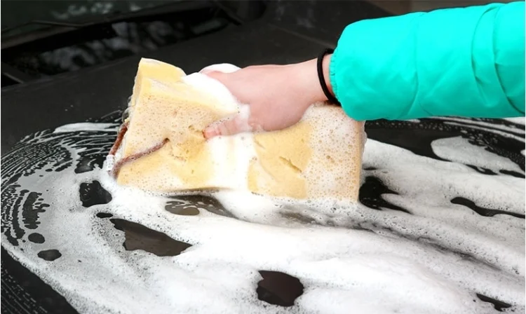 CMS1074_3.webp Car Care Wear-resistant Brown Soft Sponge Car Wash Cleaning Pad(Yellow) - Image 4