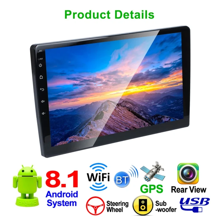 CMS1253_1.webp HD 9 inch Universal Car Android 8.1 Radio Receiver MP5 Player, Support FM & Bluetooth & TF Card & GPS - Image 2