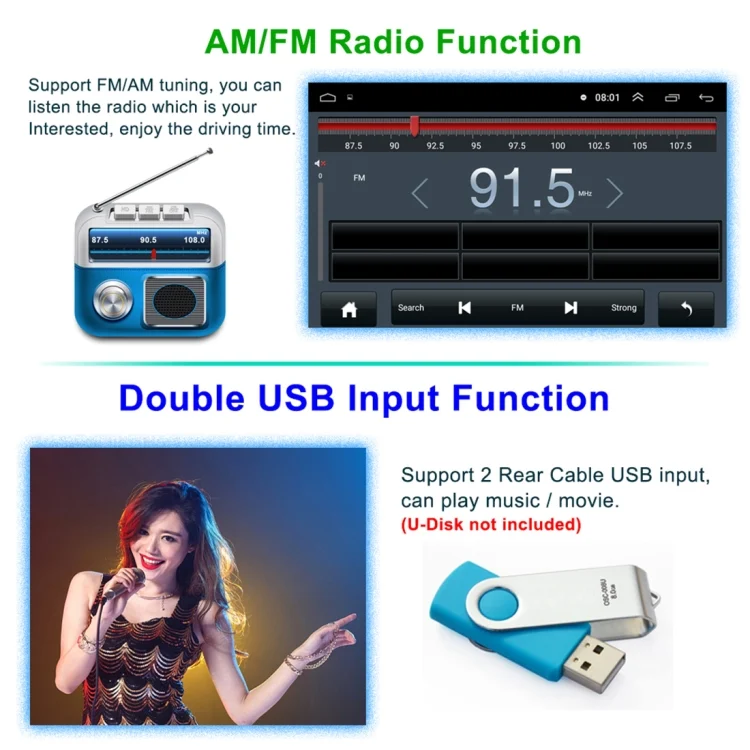 CMS1261_12.webp HD 10.1 inch Universal Car Android 8.1 Radio Receiver MP5 Player, Support FM & Bluetooth & TF Card & GPS - Image 13