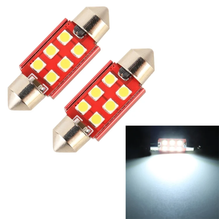 CMS1428WL.webp 2 PCS 36mm DC12V / 2.2W / 6000K / 180LM 6LEDs SMD-3030 Car Reading Lamp - Image 1