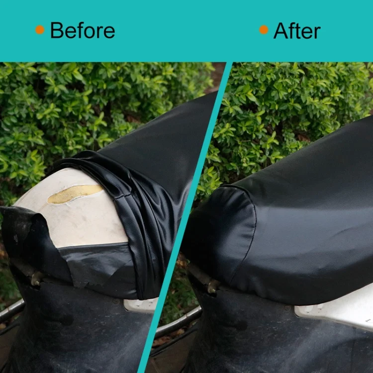 CMS1480_10.webp Waterproof Motorcycle Black Leather Seat Cover Prevent Bask In Seat Scooter Cushion Protect, Size: XL, Length: 61-65cm; Width: 27-38cm - Image 11