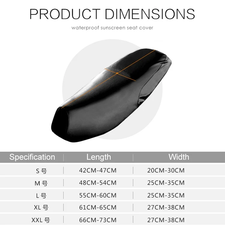 CMS1480_11.webp Waterproof Motorcycle Black Leather Seat Cover Prevent Bask In Seat Scooter Cushion Protect, Size: XL, Length: 61-65cm; Width: 27-38cm - Image 12