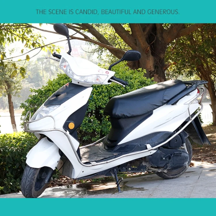 CMS1480_13.webp Waterproof Motorcycle Black Leather Seat Cover Prevent Bask In Seat Scooter Cushion Protect, Size: XL, Length: 61-65cm; Width: 27-38cm - Image 14