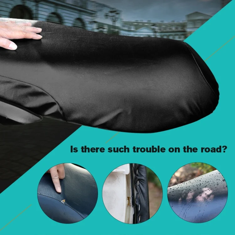 CMS1480_7.webp Waterproof Motorcycle Black Leather Seat Cover Prevent Bask In Seat Scooter Cushion Protect, Size: XL, Length: 61-65cm; Width: 27-38cm - Image 8