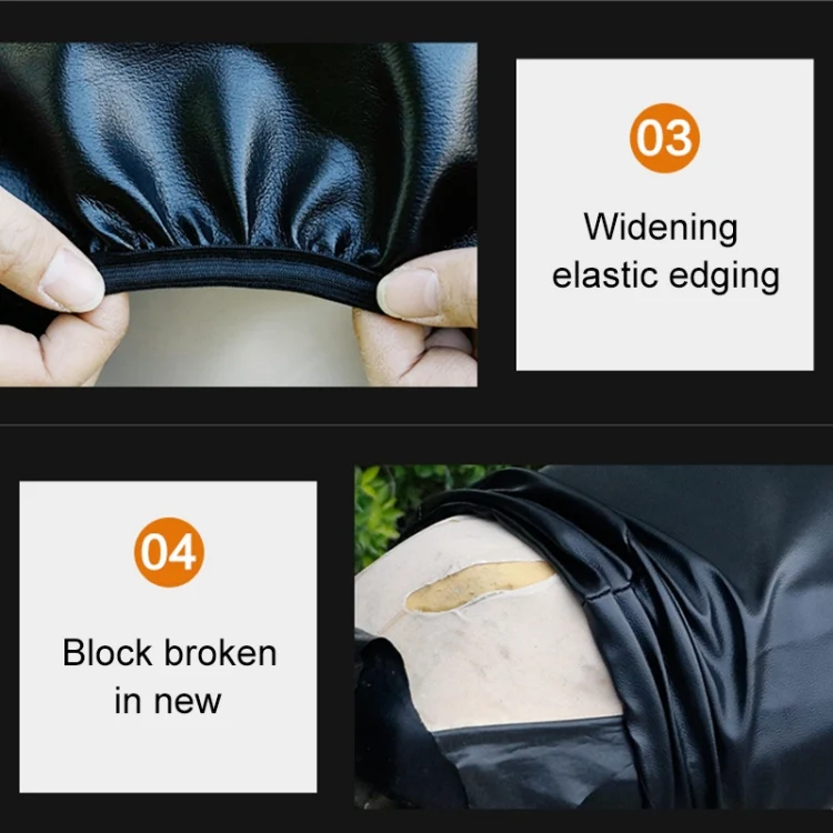 CMS1480_9.webp Waterproof Motorcycle Black Leather Seat Cover Prevent Bask In Seat Scooter Cushion Protect, Size: XL, Length: 61-65cm; Width: 27-38cm - Image 10