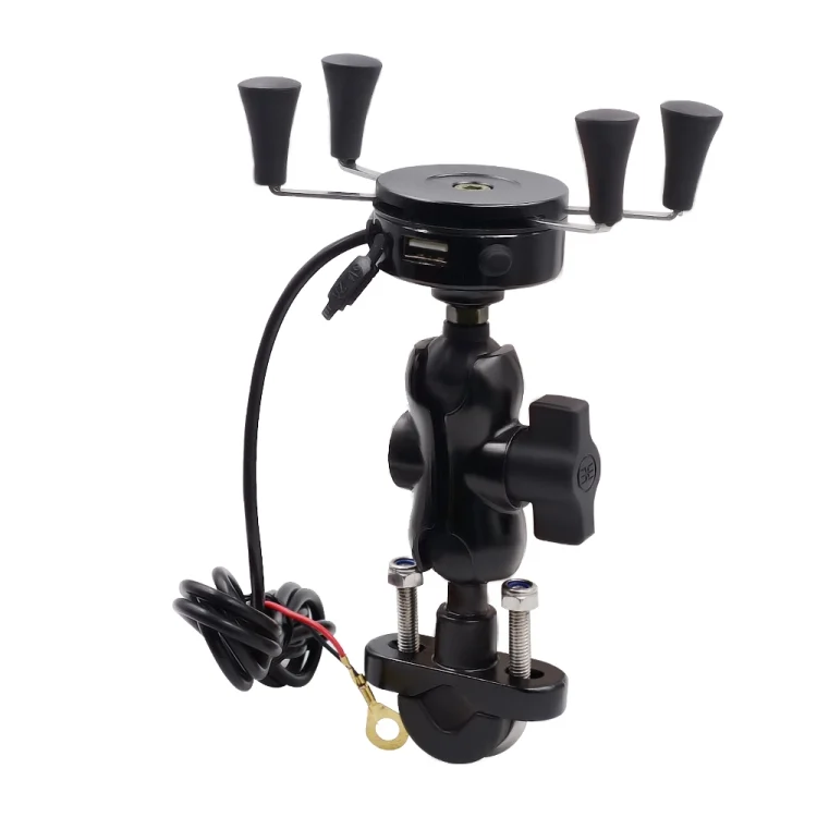 CMS1525_1.webp Motorcycle X Shape Aluminum Alloy Phone Bracket 5V 2.1A Phone Charger - Image 2