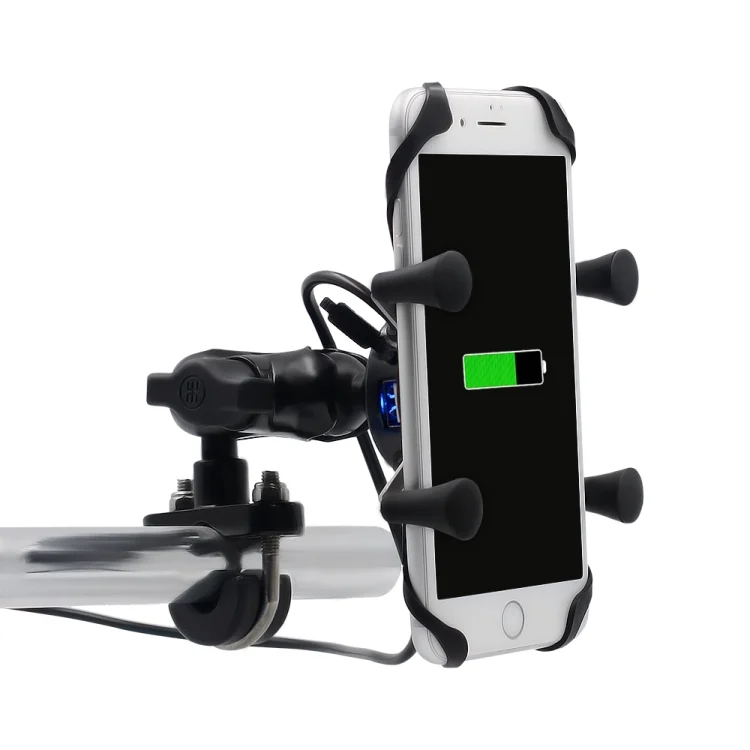 CMS1525_10.webp Motorcycle X Shape Aluminum Alloy Phone Bracket 5V 2.1A Phone Charger - Image 11