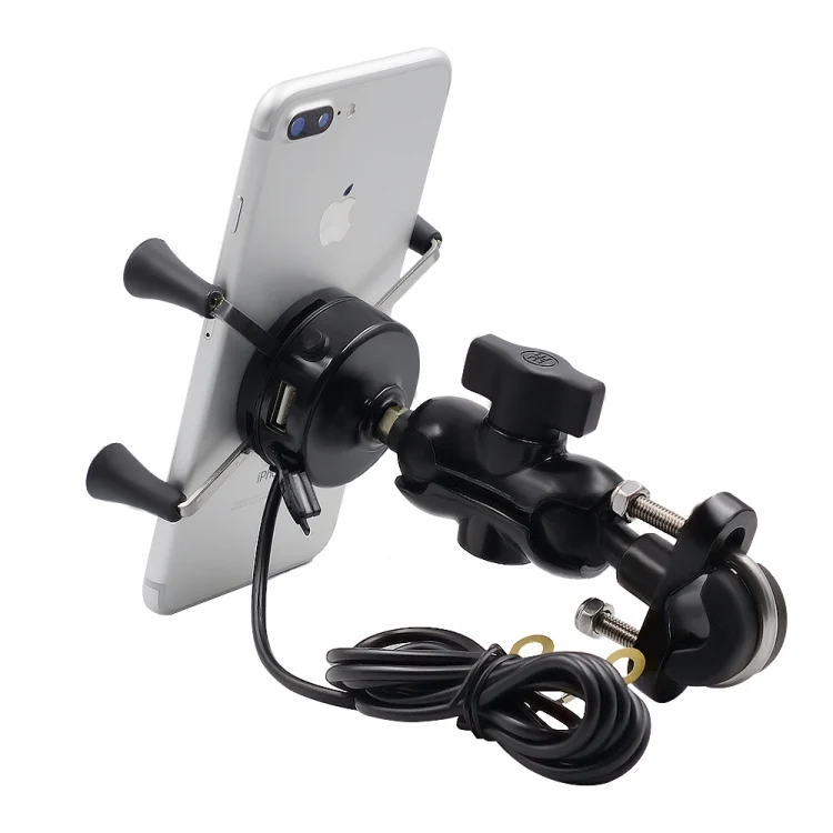CMS1525_2.webp Motorcycle X Shape Aluminum Alloy Phone Bracket 5V 2.1A Phone Charger - Image 3