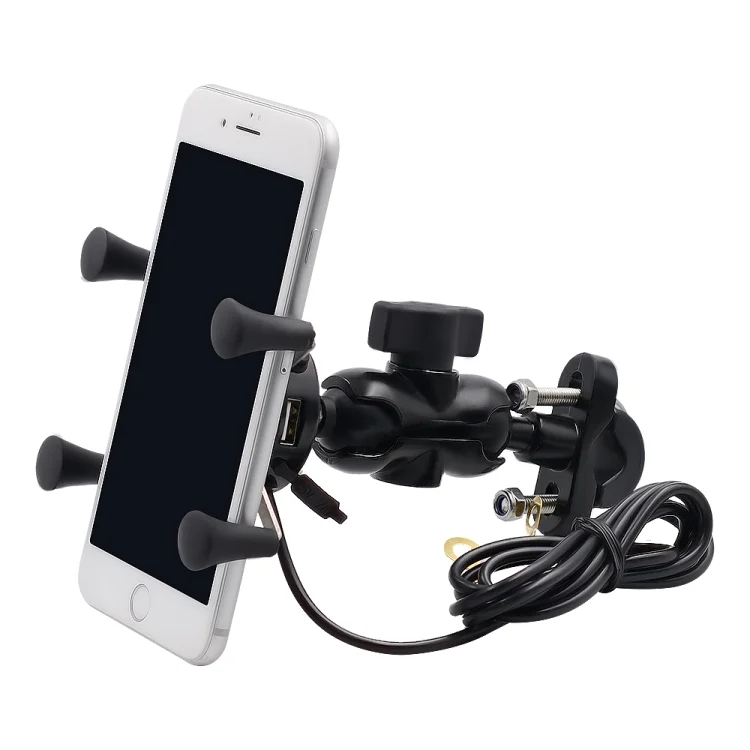 CMS1525_3.webp Motorcycle X Shape Aluminum Alloy Phone Bracket 5V 2.1A Phone Charger - Image 4