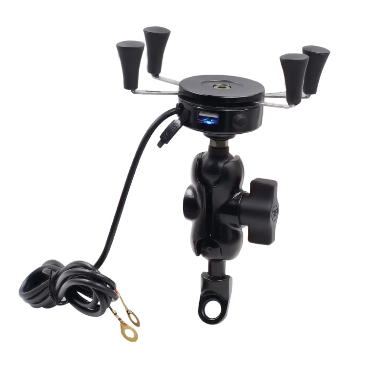 CMS1525_4.webp Motorcycle X Shape Aluminum Alloy Phone Bracket 5V 2.1A Phone Charger - Image 5