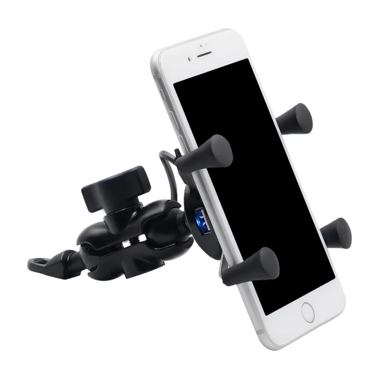 CMS1525_6.webp Motorcycle X Shape Aluminum Alloy Phone Bracket 5V 2.1A Phone Charger - Image 7