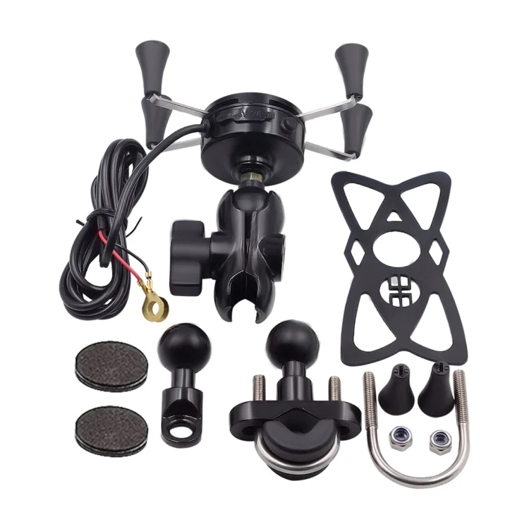 CMS1525_8.webp Motorcycle X Shape Aluminum Alloy Phone Bracket 5V 2.1A Phone Charger - Image 9