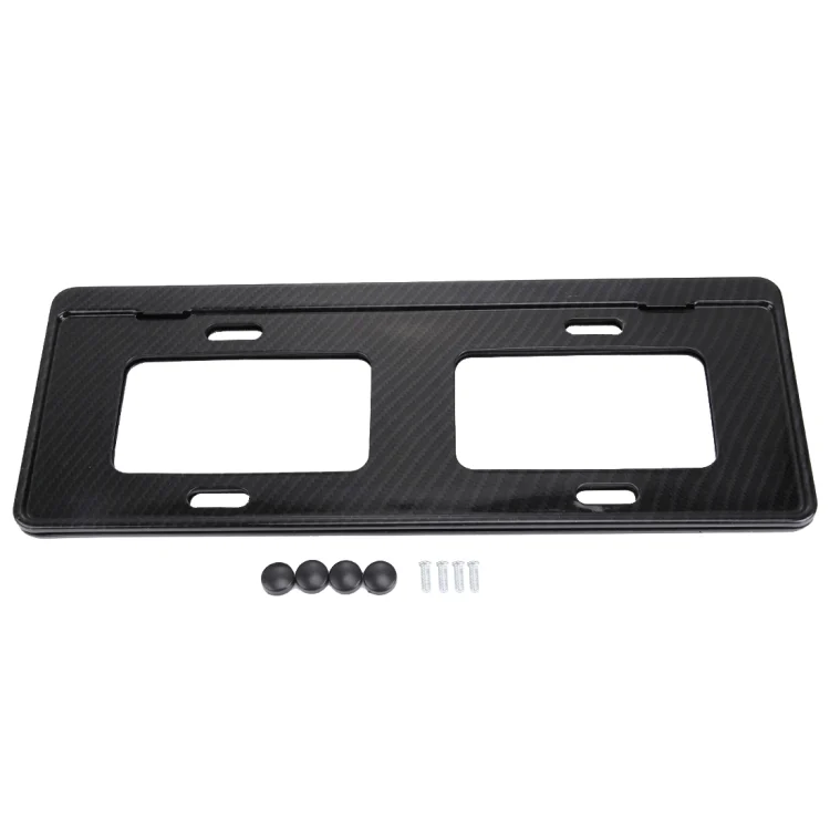 CMS1571_4.webp 2 PCS Car License Plate Carbon Fiber Bracket Frame Holder Stand Mount(Black) - Image 5