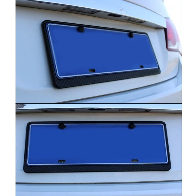 CMS1571_6.webp 2 PCS Car License Plate Carbon Fiber Bracket Frame Holder Stand Mount(Black) - Image 7