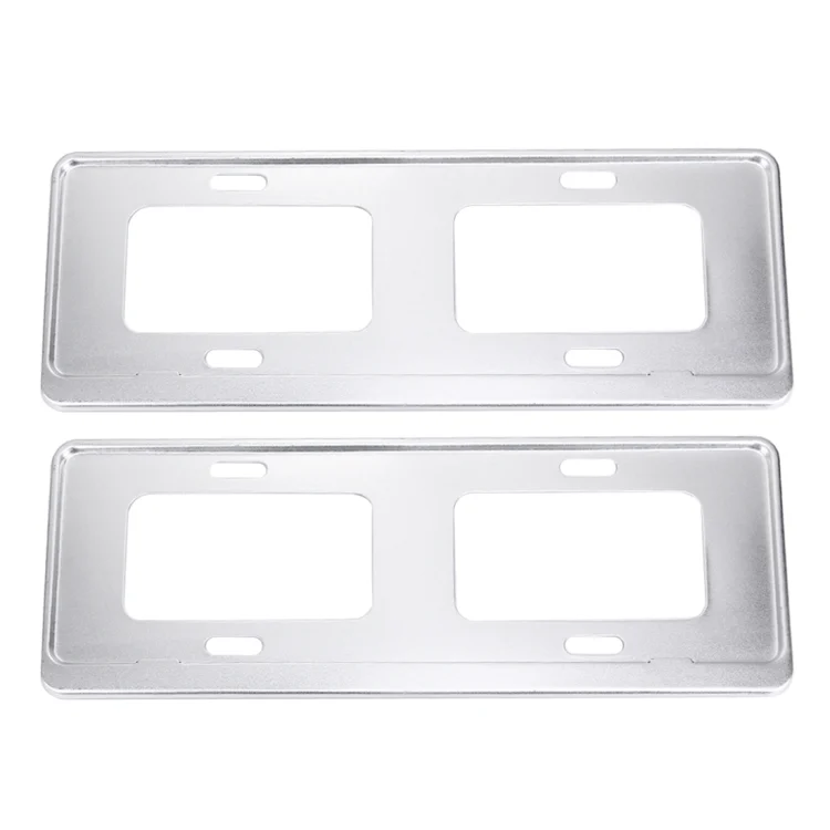 CMS1572_1.webp 2 PCS Car License Plate Magnesium Alloy Bracket Frame Holder Stand Mount(Silver) - Image 2
