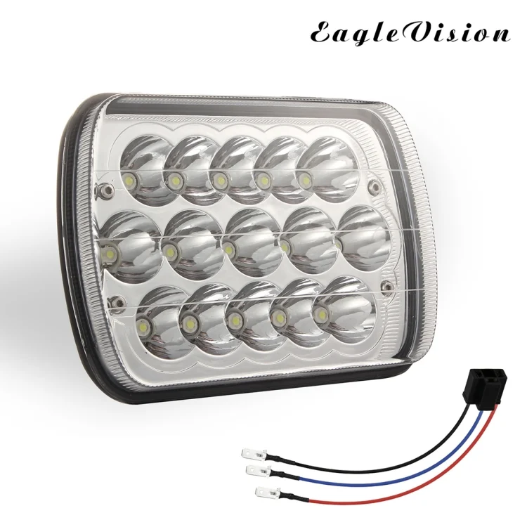CMS1744_1.webp 7 inch 5X7 H4 15W DC 9-30V 1500LM IP67 Car Truck Off-road Vehicle LED Work Lights / Headlight, with 15LEDs Lamps - Image 2