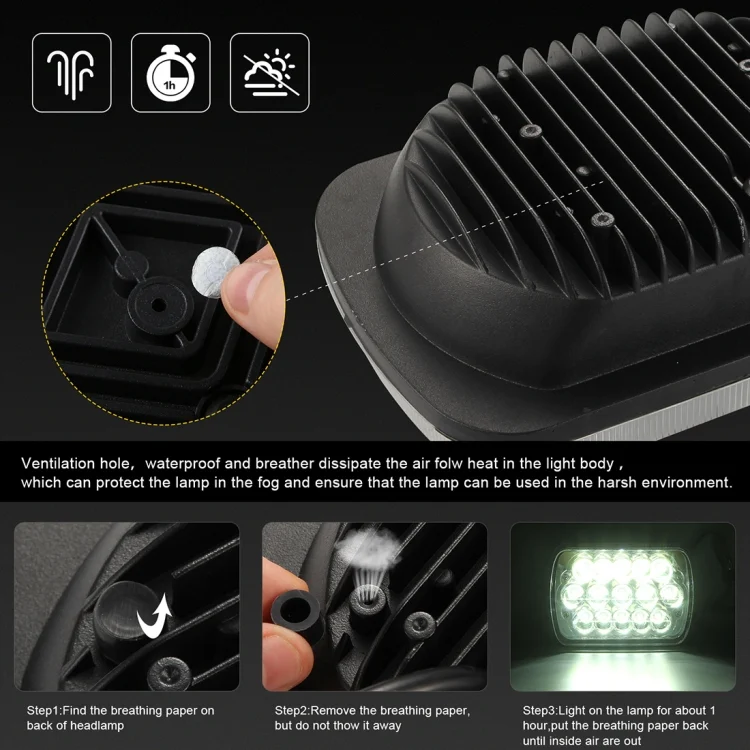 CMS1744_4.webp 7 inch 5X7 H4 15W DC 9-30V 1500LM IP67 Car Truck Off-road Vehicle LED Work Lights / Headlight, with 15LEDs Lamps - Image 5