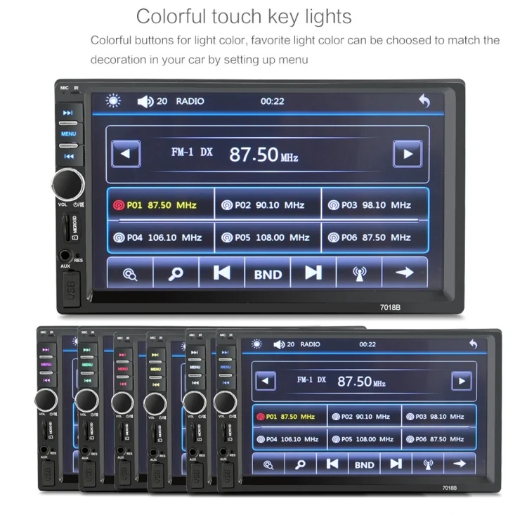 CMS2045_10.webp 7018B 7.0 inch HD Touch Screen Dual DIN Car Radio Bluetooth Stereo MP3 / MP4 / MP5 Player with Remote Control, with Rearview Camera, 6800 Module, Support  FM / TF Card / USB Flash Disk - Image 11