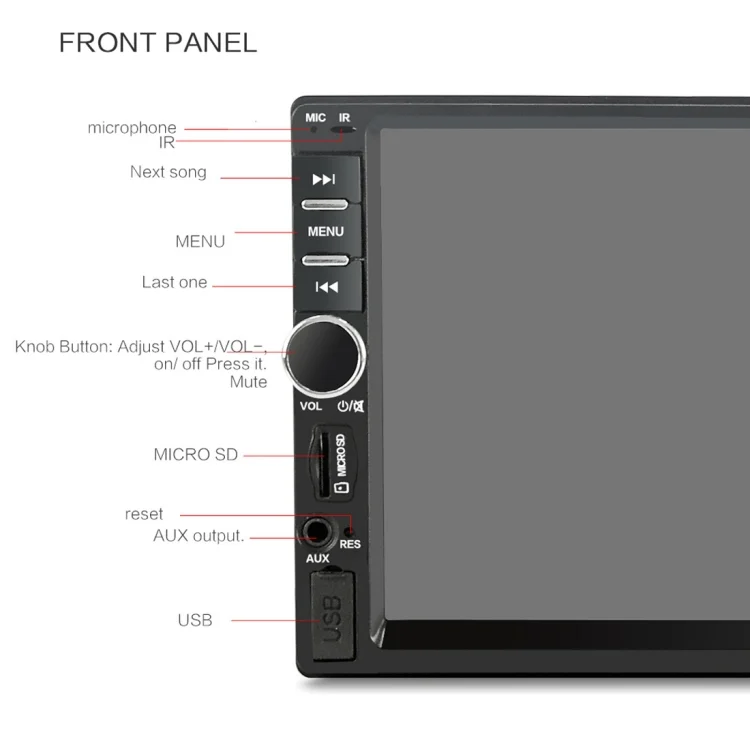 CMS2045_13.webp 7018B 7.0 inch HD Touch Screen Dual DIN Car Radio Bluetooth Stereo MP3 / MP4 / MP5 Player with Remote Control, with Rearview Camera, 6800 Module, Support  FM / TF Card / USB Flash Disk - Image 14