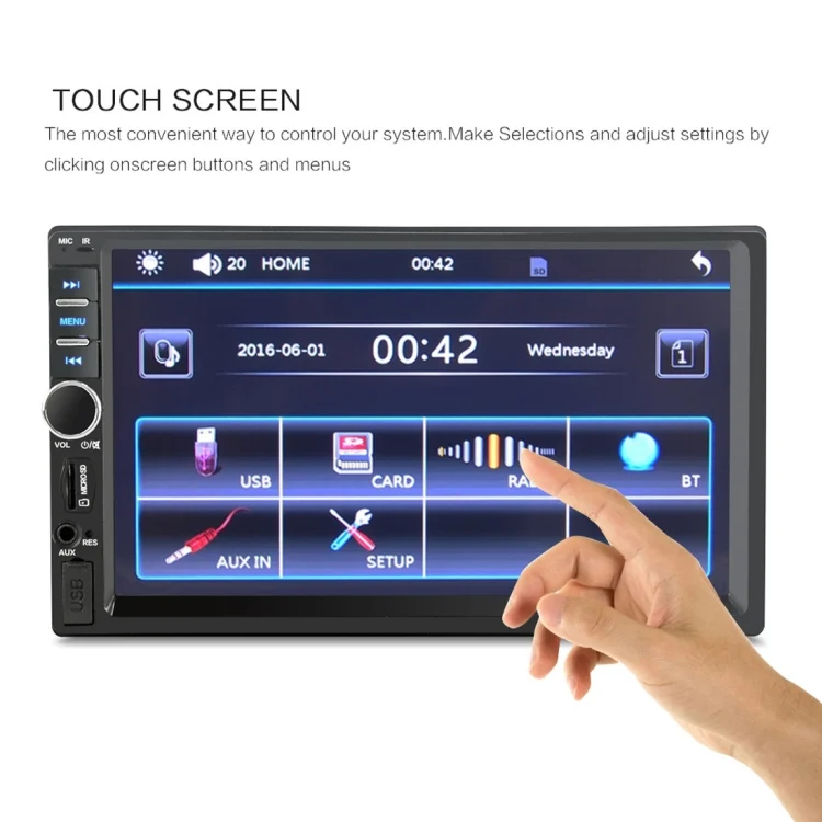 CMS2045_5.webp 7018B 7.0 inch HD Touch Screen Dual DIN Car Radio Bluetooth Stereo MP3 / MP4 / MP5 Player with Remote Control, with Rearview Camera, 6800 Module, Support  FM / TF Card / USB Flash Disk - Image 6