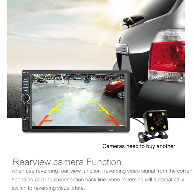 CMS2045_9.webp 7018B 7.0 inch HD Touch Screen Dual DIN Car Radio Bluetooth Stereo MP3 / MP4 / MP5 Player with Remote Control, with Rearview Camera, 6800 Module, Support  FM / TF Card / USB Flash Disk - Image 10