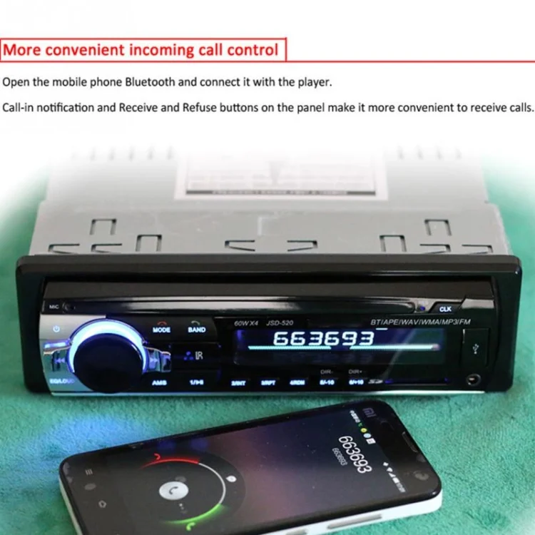 CMS2063_11.webp JSD-520 Car Stereo Radio MP3 Audio Player Support Bluetooth Hand-free Calling / FM / USB / SD, Ordinary Version - Image 12