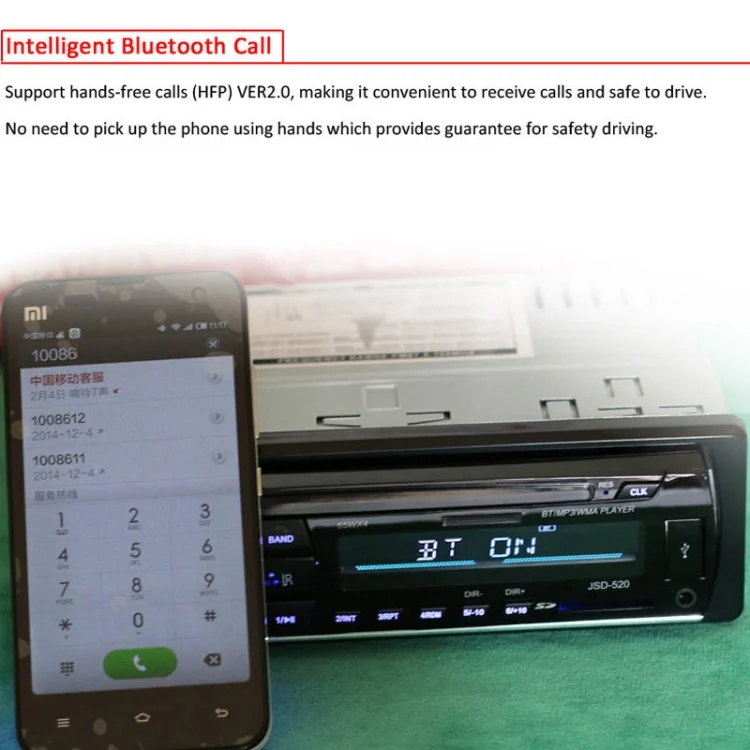 CMS2063_4.webp JSD-520 Car Stereo Radio MP3 Audio Player Support Bluetooth Hand-free Calling / FM / USB / SD, Ordinary Version - Image 5