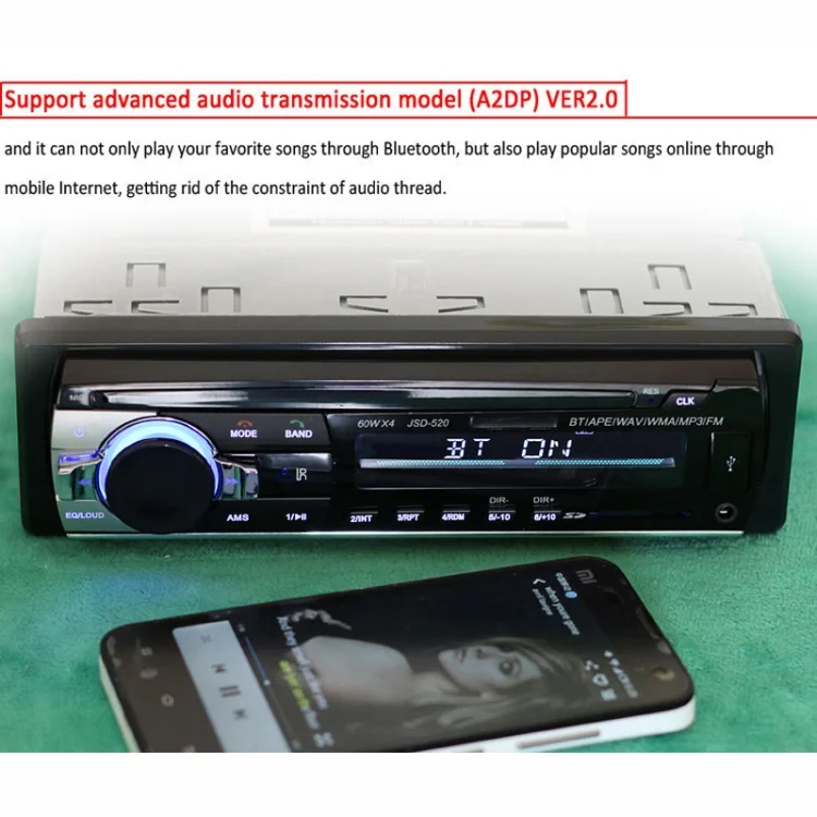 CMS2063_5.webp JSD-520 Car Stereo Radio MP3 Audio Player Support Bluetooth Hand-free Calling / FM / USB / SD, Ordinary Version - Image 6