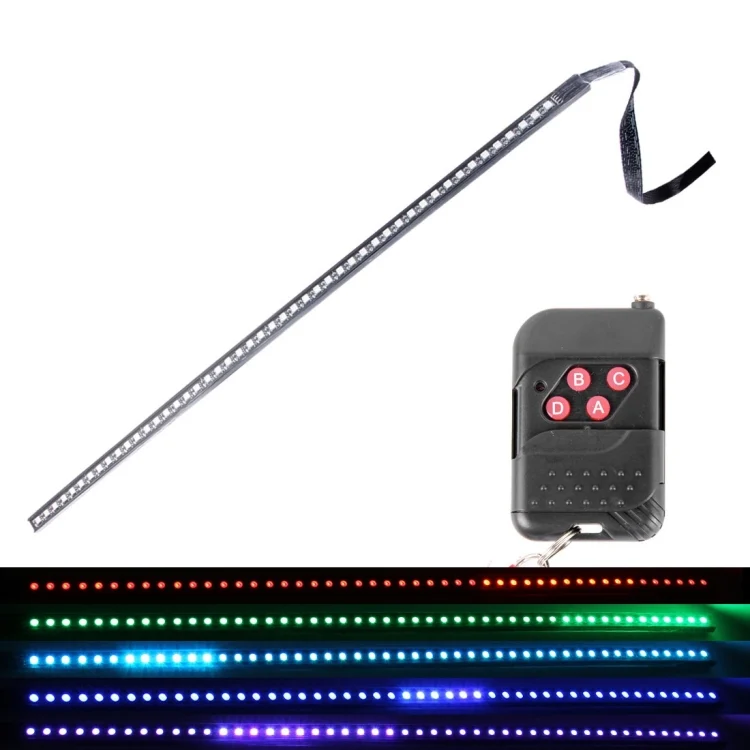 5050 20W 48 LED RGB Car Truck Remote Colorful Knight Rider LED Strobe Scanner Flash Strip Light, DC 12V  Cable Length: 130cm