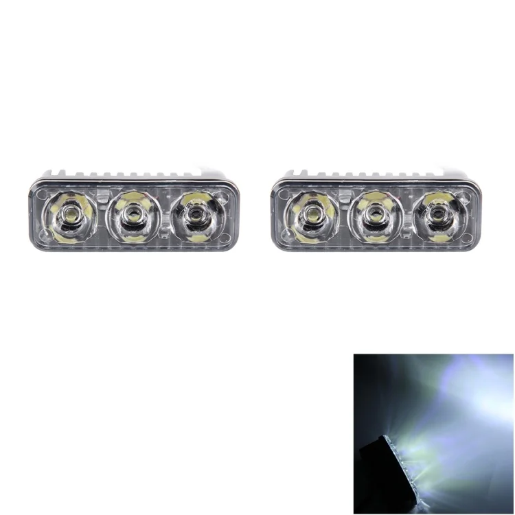 CMS2401.webp 2 PCS DC 12V 6W 400 LM 6000K Tri Circular Car DRL Daytime Running White Lights Lamp, Cable Length: 50cm - Image 1