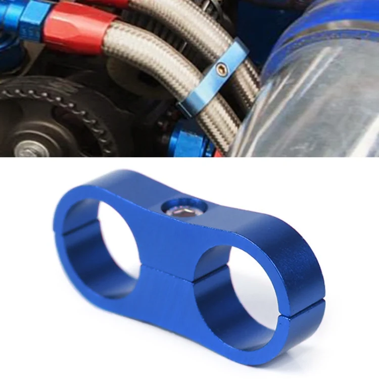 AN8 Automotive 2-hole High Pressure Tubing Fixing Clip Car Tubing Clamp Aluminum Alloy Clip Tubing Separator, Random Color Delivery