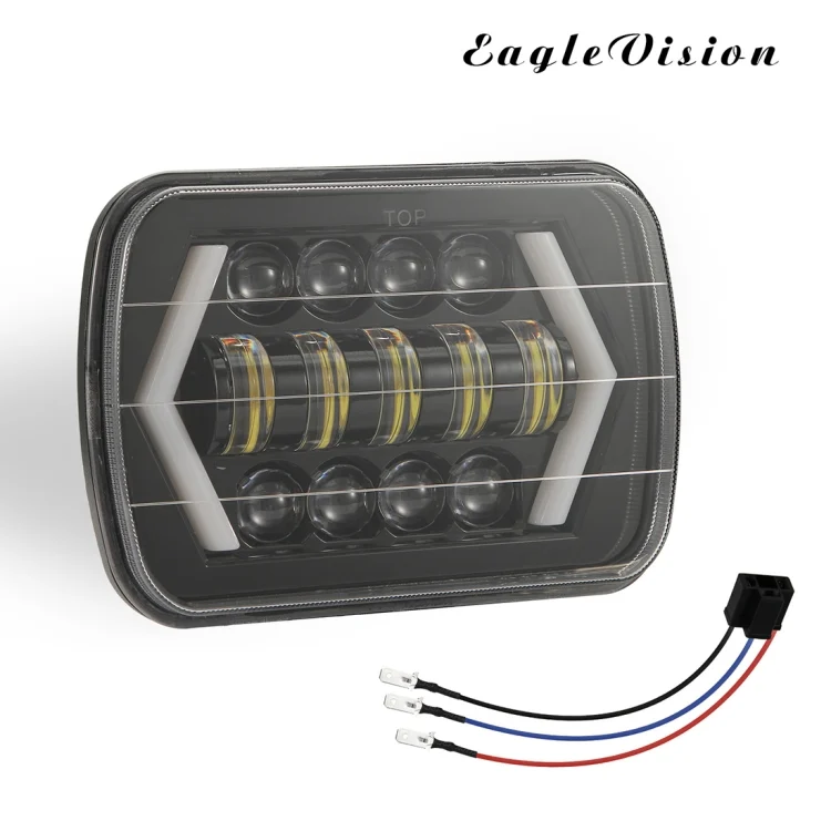 CMS2539_1.webp 7 inch H4 DC 9V-30V 3000LM 6000K 30W IP67 8LED Lamp Beads Car Square Shape LED Headlight Lamps for Jeep Wrangler - Image 2