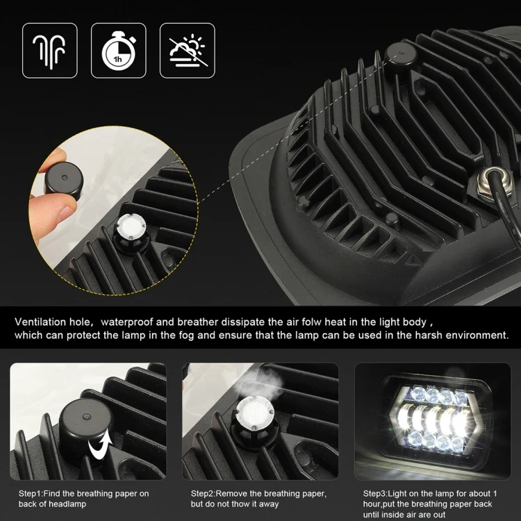 CMS2539_2.webp 7 inch H4 DC 9V-30V 3000LM 6000K 30W IP67 8LED Lamp Beads Car Square Shape LED Headlight Lamps for Jeep Wrangler - Image 3