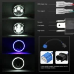 7 inch H4 / H13 DC 9V-30V 3000LM 6000K 30W IP67 4LED Lamp Beads Car Round Shape LED Headlight Lamps for Jeep Wrangler / Harley, with Angel Eye - Image 4