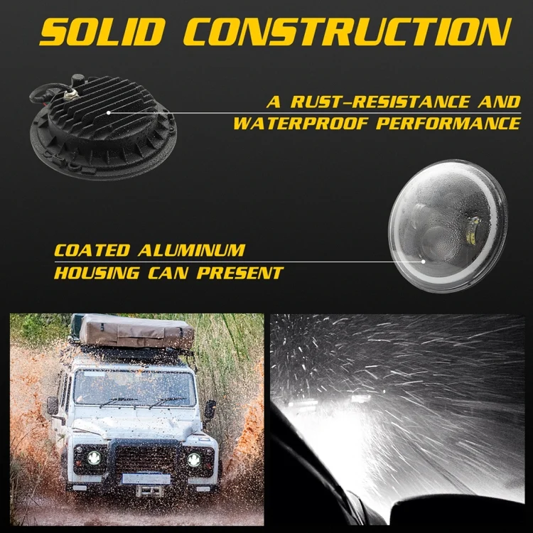 CMS2540_4.webp 7 inch H4 / H13 DC 9V-30V 3000LM 6000K 30W IP67 4LED Lamp Beads Car Round Shape LED Headlight Lamps for Jeep Wrangler / Harley, with Angel Eye - Image 5