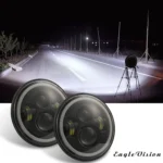 7 inch H4 / H13 DC 9V-30V 3000LM 6000K 30W IP67 4LED Lamp Beads Car Round Shape LED Headlight Lamps for Jeep Wrangler / Harley, with Angel Eye - Image 9