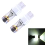 2 PCS T20/7443 350 LM 6000K Dual Wires 30W White Light 6 LED Canbus Car Brake Light Bulb, DC 12V