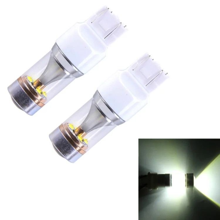 CMS2629.webp 2 PCS T20/7443 350 LM 6000K Dual Wires 30W White Light 6 LED Canbus Car Brake Light Bulb, DC 12V - Image 1