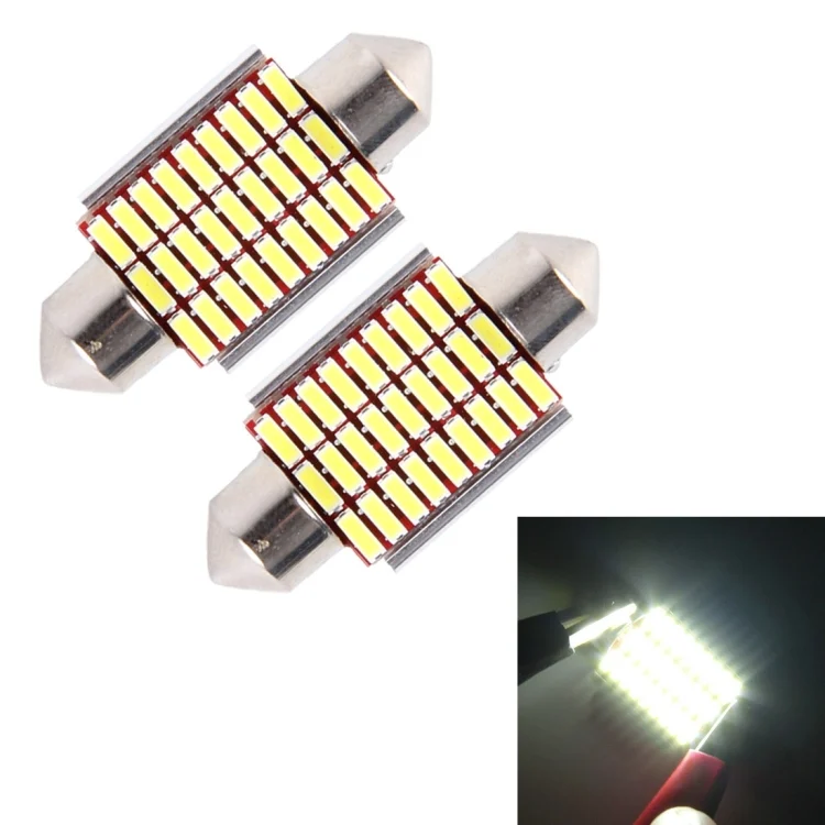 CMS2641.webp 2 PCS DC 12V 6W 36MM Bicuspid Car Door Lamps Registration Mark light Dashboard Dome Door Lights LED Reading Lamp with 27 LED SMD 3014 Lights White - Image 1