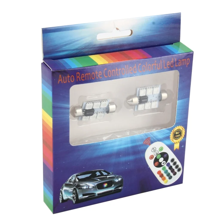 CMS2850_4.webp 2 PCS Colorful 36MM Bicuspid Remote Control Car Dome Lamp LED Reading Light with 6 LED Lights - Image 5