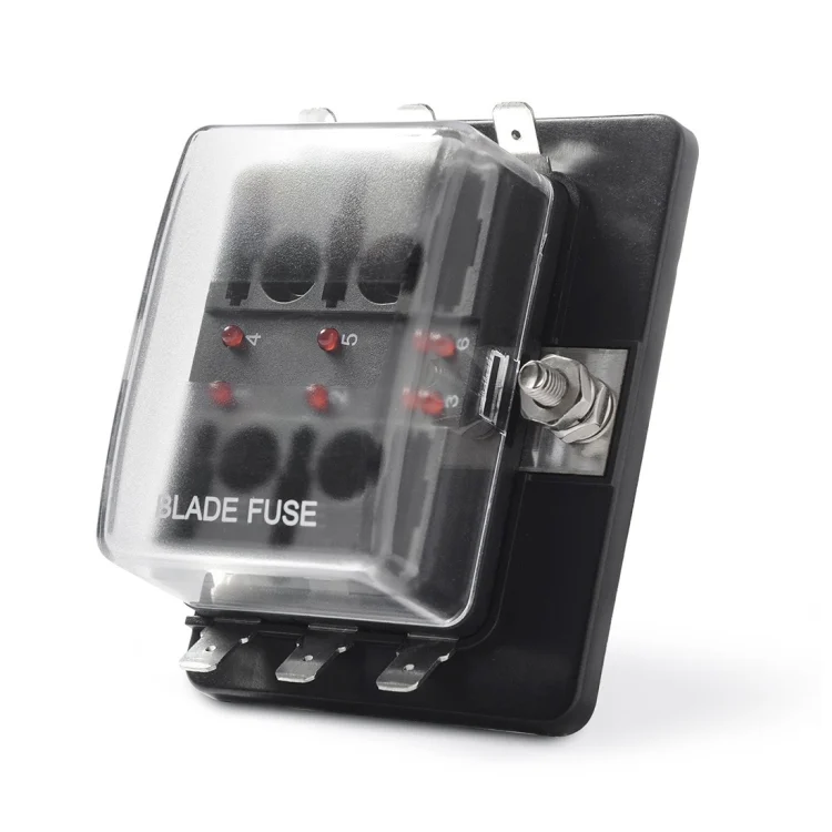 CMS2877_1.webp Universal 6 Way Fuse Box Block Fuse Holder Box Car Vehicle Circuit Automotive Blade Tool 6 Way Fuse Block, DC 10V-32V - Image 2