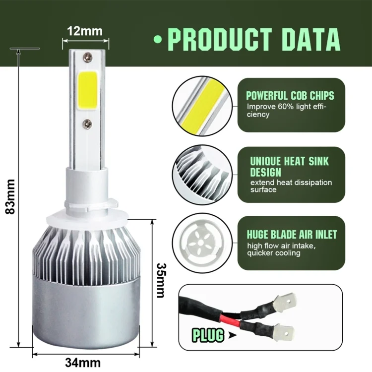 CMS3035WL_2.webp 2pcs 880/881 18W 1800LM 6000K Waterproof IP68 Car Auto LED Headlight with 2 COB LED Lamps, DC 9-36V - Image 3
