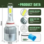 2pcs 9005 18W 1800LM 6000K Waterproof IP68 Car Auto LED Headlight with 2 COB LED Lamps, DC 9-36V - Image 3