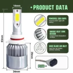 2 PCS C9 9006 18W 1800LM 6000K Waterproof IP68 Car Auto LED Headlight with 2 COB LED Lamps, DC 9-36V - Image 3