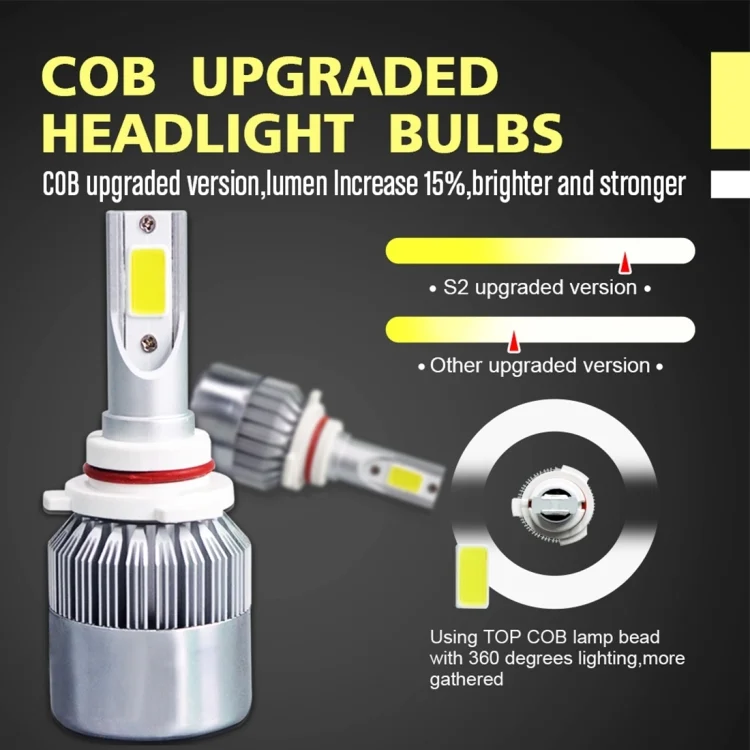 CMS3038WL_5.webp 2 PCS C9 9006 18W 1800LM 6000K Waterproof IP68 Car Auto LED Headlight with 2 COB LED Lamps, DC 9-36V - Image 6