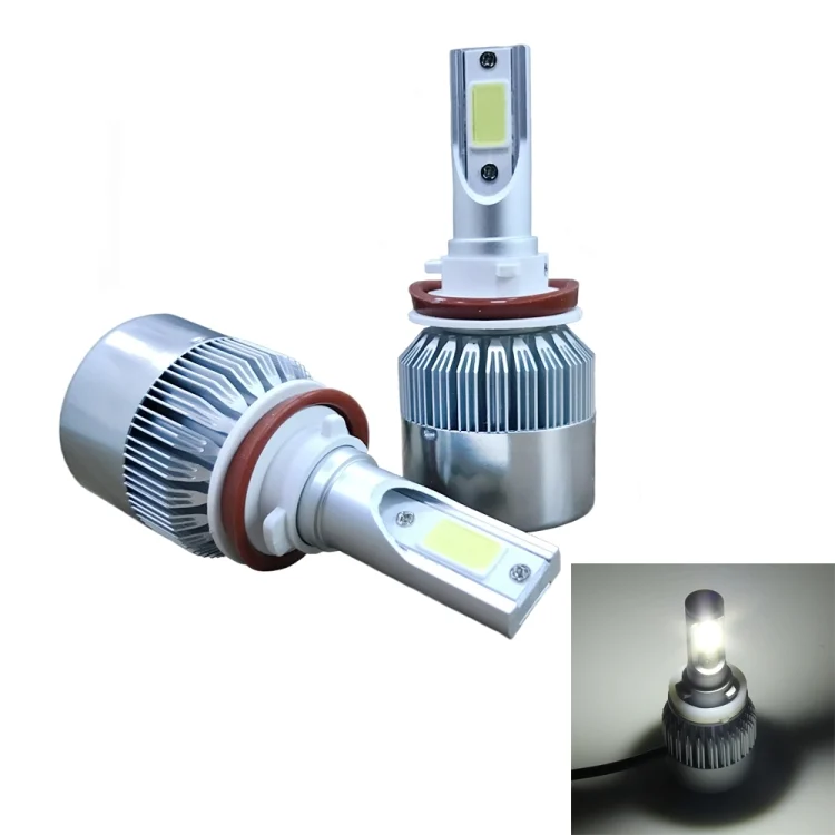 CMS3044WL.webp 2pcs H8/H11 18W 1800LM 6000K Waterproof IP68 Car Auto LED Headlight with 2 COB LED Lamps, DC 9-36V - Image 1