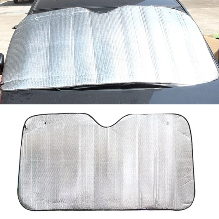 CMS32884.webp Silver Aluminum Foil Sun Shade Car Windshield Visor Cover Block Front Window Sunshade UV Protect, Size: 140 x 70cm - Image 1