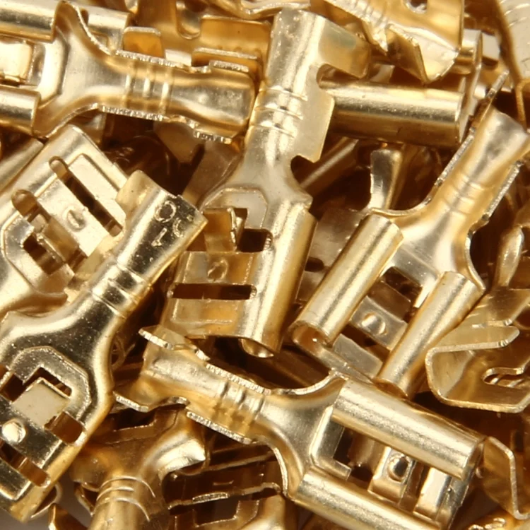 CMS3371_4.webp 100 PCS 6.3mm Cable Spade Plug Connector Gold Plated Copper Cable Terminal DIY Terminal Connectors - Image 5