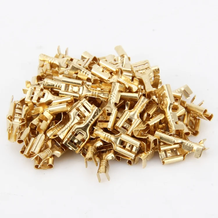 CMS3371_5.webp 100 PCS 6.3mm Cable Spade Plug Connector Gold Plated Copper Cable Terminal DIY Terminal Connectors - Image 6