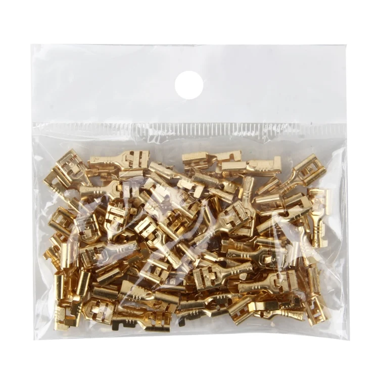 CMS3371_6.webp 100 PCS 6.3mm Cable Spade Plug Connector Gold Plated Copper Cable Terminal DIY Terminal Connectors - Image 7